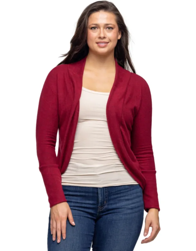Curved Hem Open Front Long Bolero Shrug