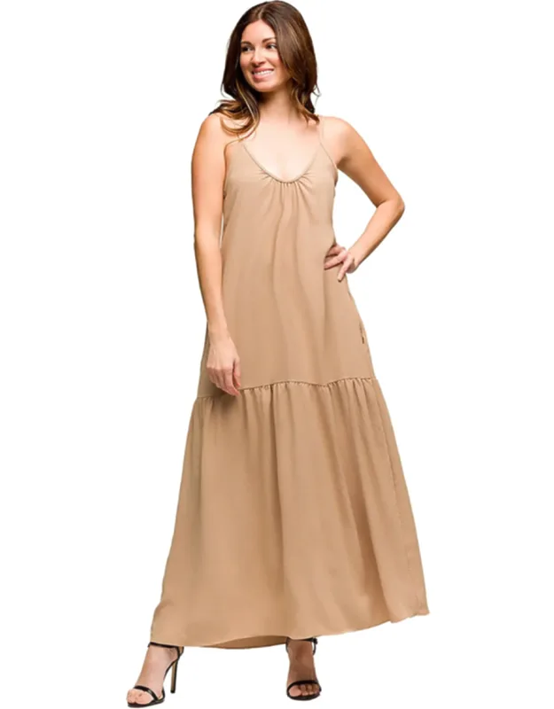 Maternity Scoop Neck Spaghetti Strap Pocket Maxi Dress