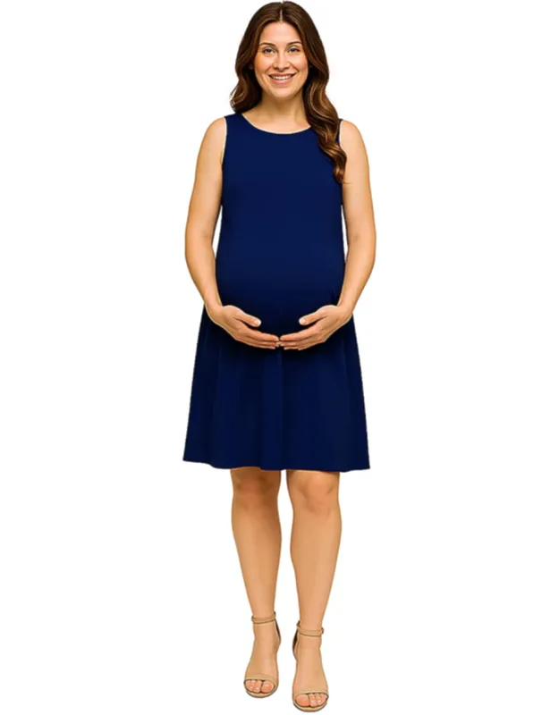 Maternity Round Neck Sleeveless Mini Shift Dress
