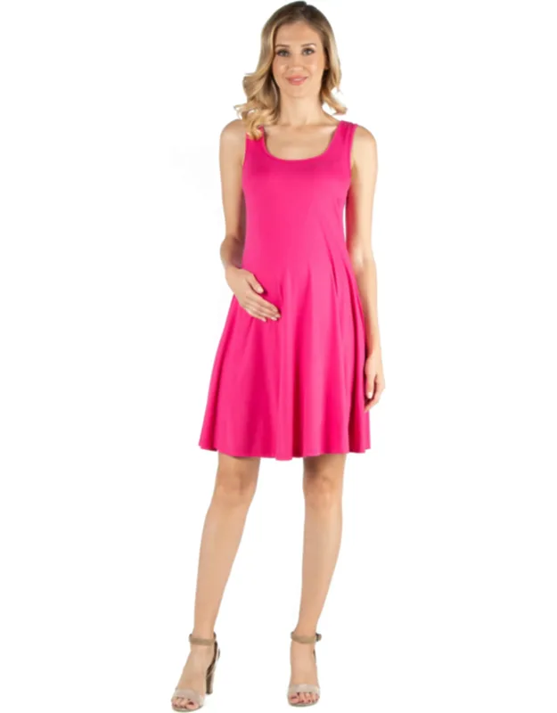 Maternity Scoop Neck Sleeveless A Line Slim Fit N Flare Knee Length Dress