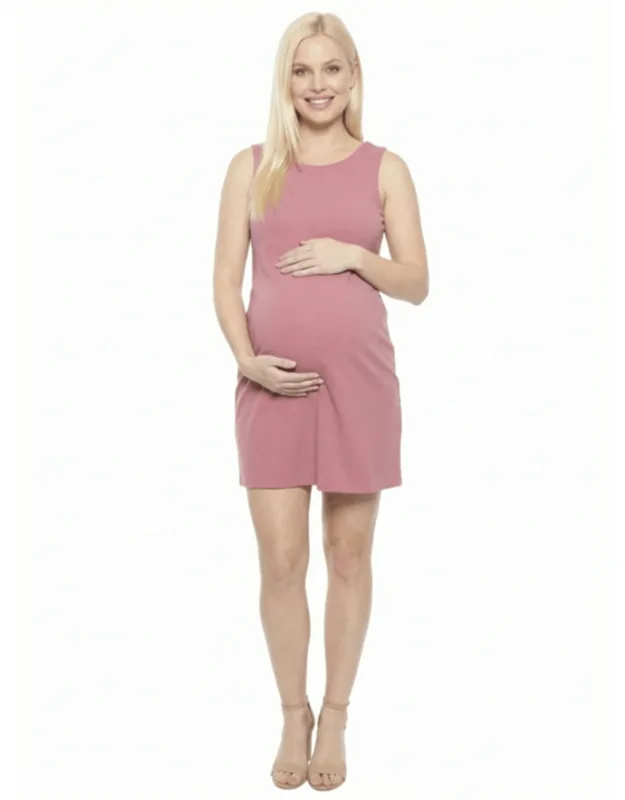Maternity Round Neck Sleeveless Mini Shift Dress