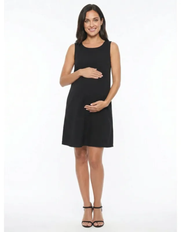Maternity Round Neck Sleeveless Mini Shift Dress