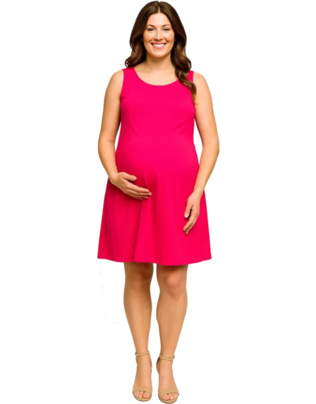 Maternity Round Neck Sleeveless Mini Shift Dress