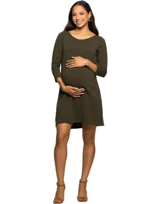 Maternity Three Quarter Sleeve A Line Knee Length Dress