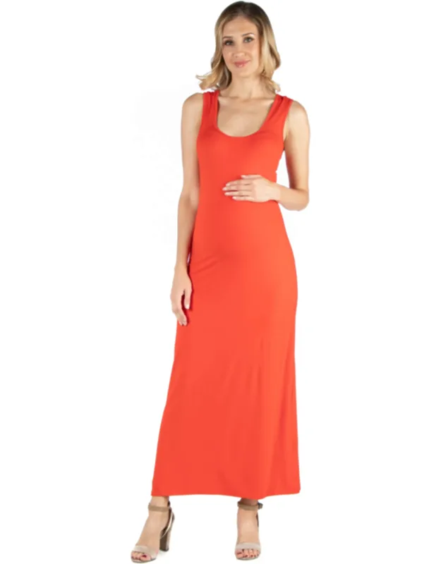 Maternity Scoop Neck Sleeveless Racerback Maxi Dress