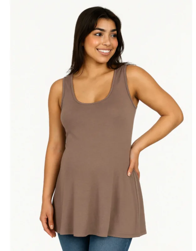 Maternity Scoop Neck Sleeveless Flared Tunic Tank Top