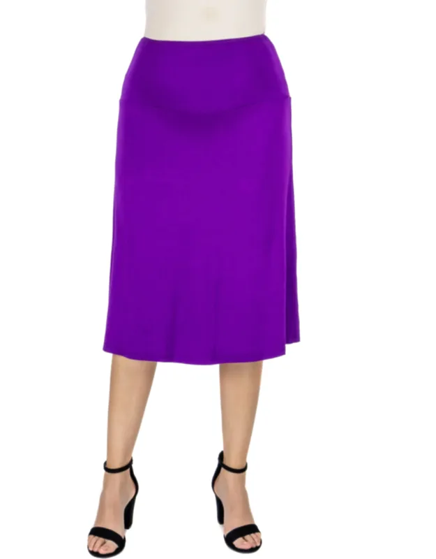 Maternity Elastic Waist Knee Length A Line Skirt