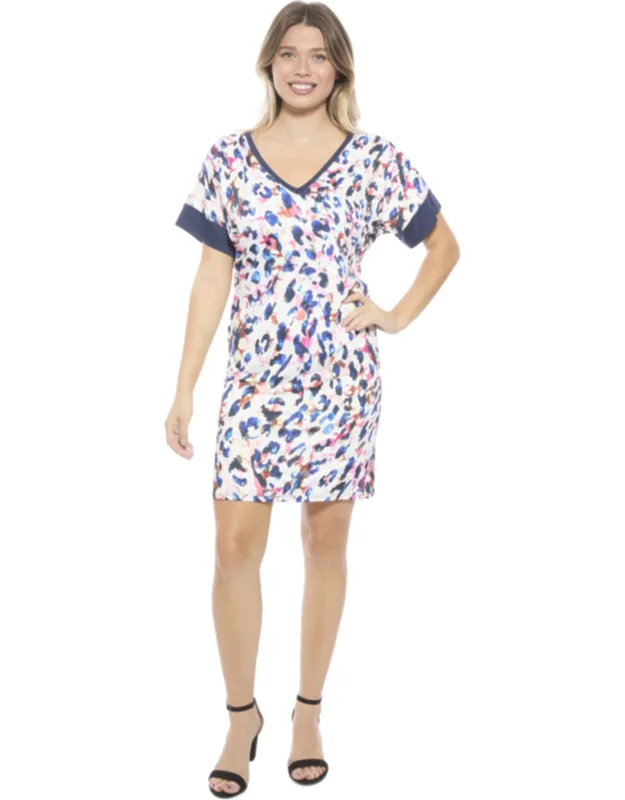 Animal Short Sleeve Knee Length T-shirt Dress