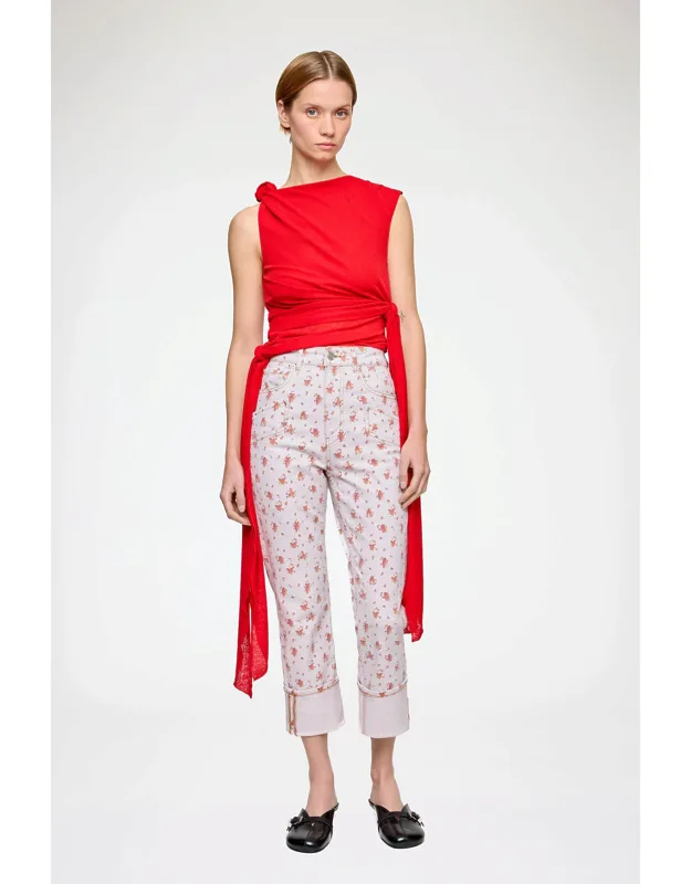 Peachskin Capri Slim Jeans In Printed Denim