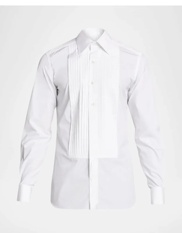 Plisse Plastron Tuxedo Shirt