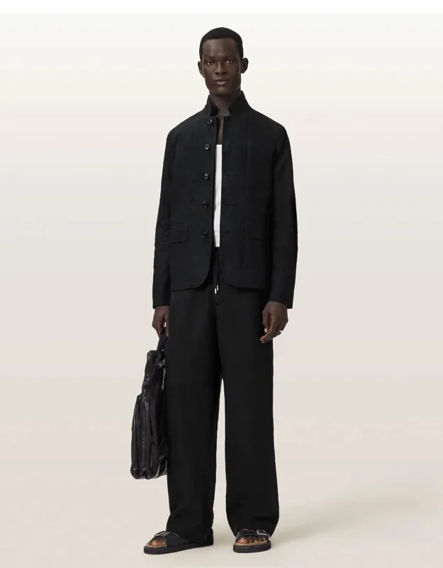 Leather Slim Fit Double Breasted Blazer