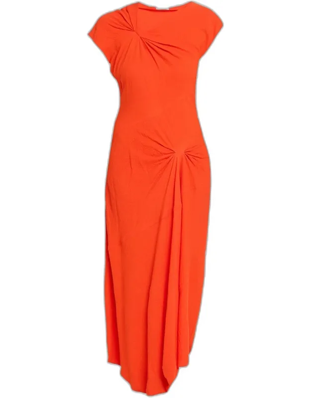 Gathered Asymmetric Slip Dress