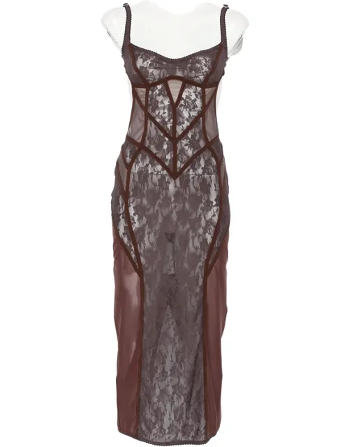 Lace-panelled Midi Dress