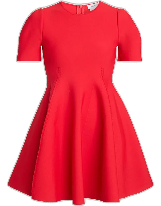 Puff-sleeve Fit-and-flare Mini Dress