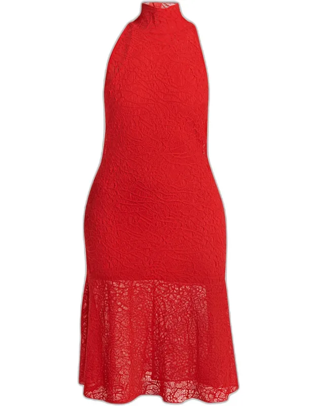 Spider Lace Halter Midi Dress