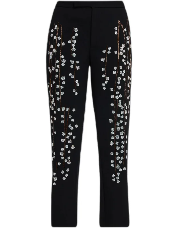 Embellished Narrow-leg Crop Trousers