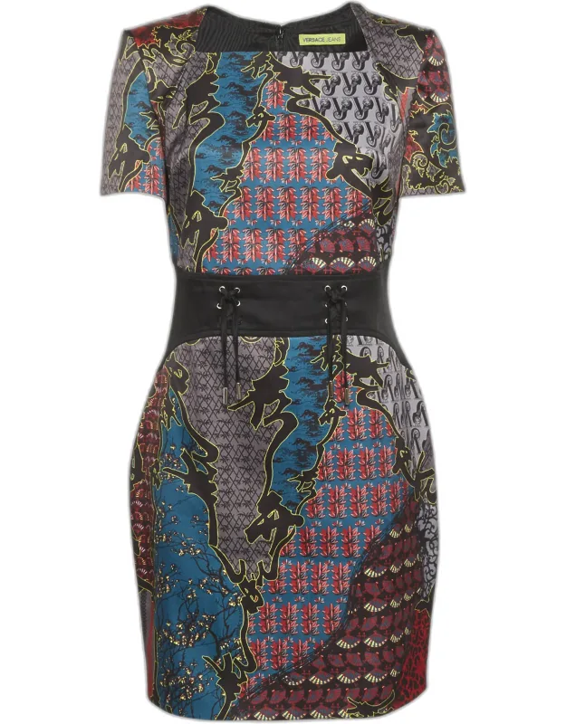 Multicolor Print Knit Short Dress