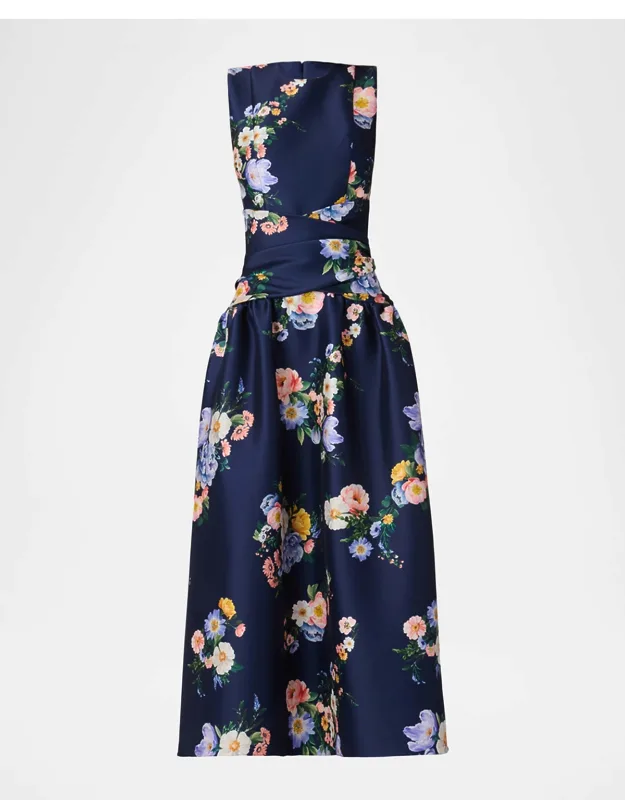 Pleated Floral-print Maxi Dress