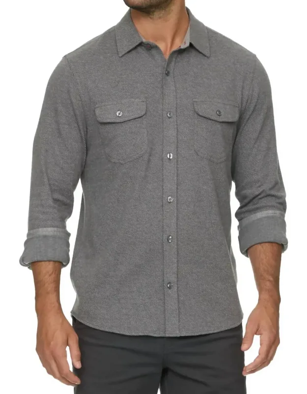 Stretch Twill Knit Flannel Shirt
