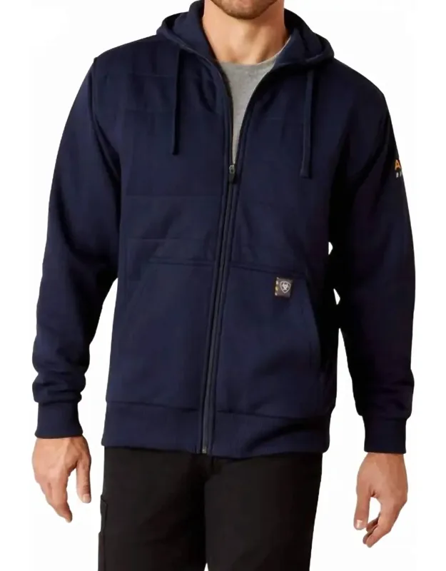 Rebar All-weather Full Zip Hoodie In Navy