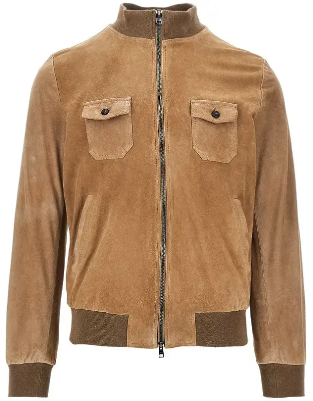 Suede Leather Bomber Jacket