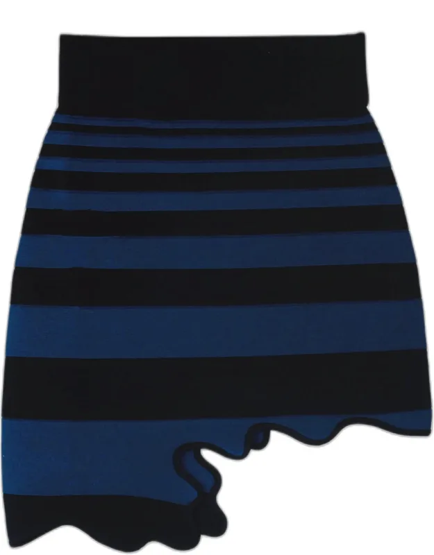 Striped Asymmetric Wavy Mini Skirt