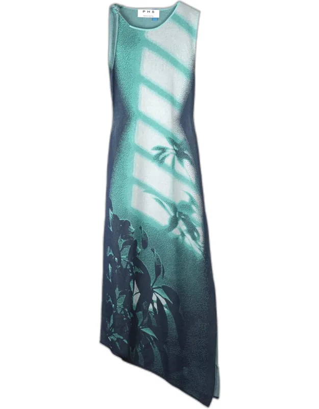Cedar Window Print Asymmetric Maxi Dress