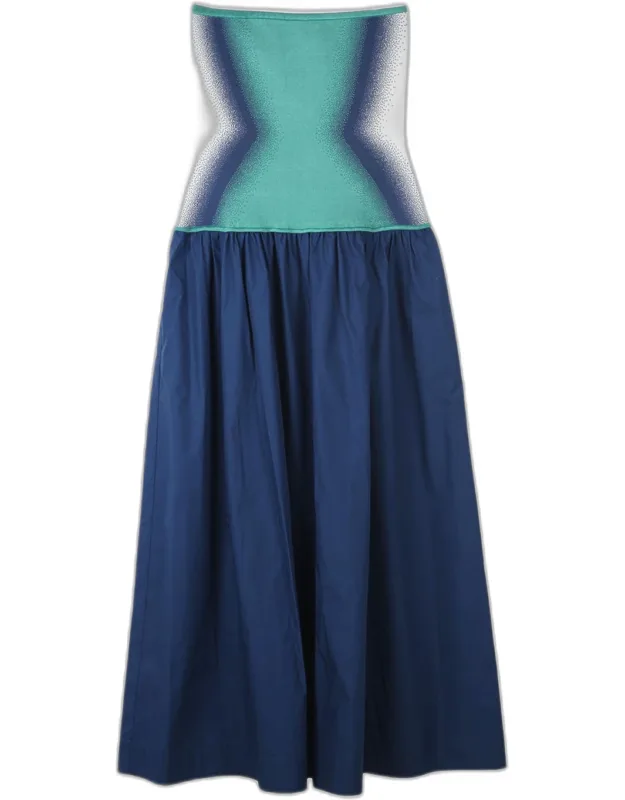 Almond Strapless Mixed-media Maxi Dress