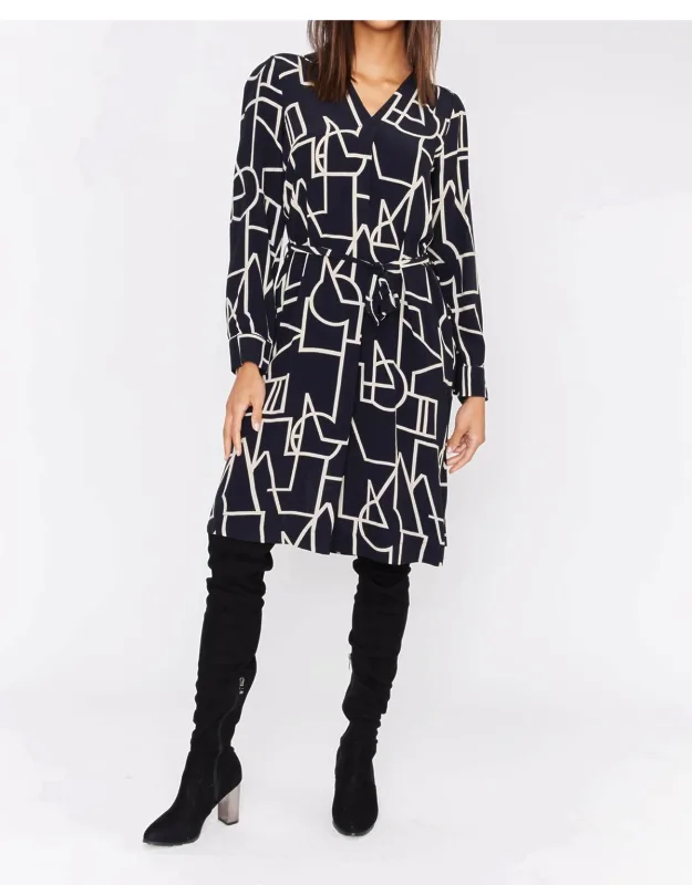 V-neck Long-sleeved Knit Dress