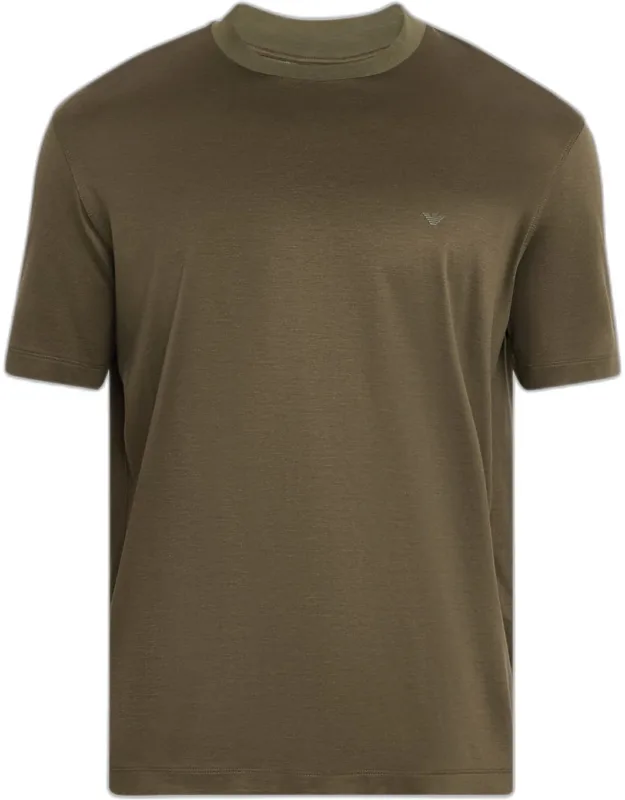 Lyocell And Cotton Eagle Logo Crewneck T-shirt