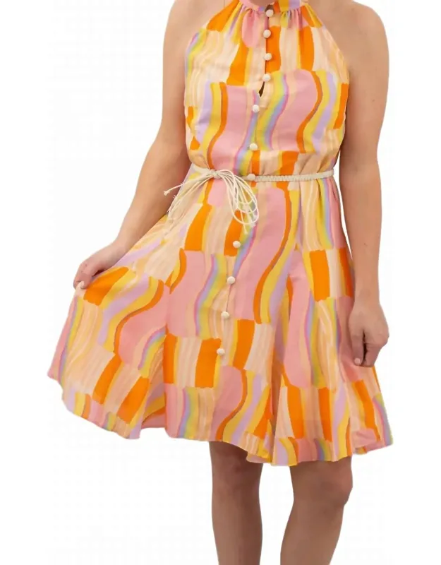 High Neck Corded Mini Dress