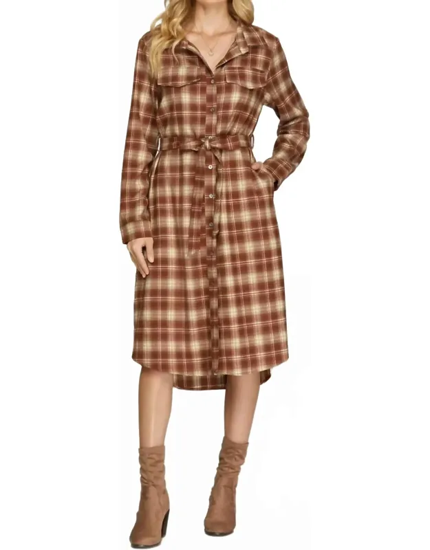 Long Sleeve Midi Shirt Dress