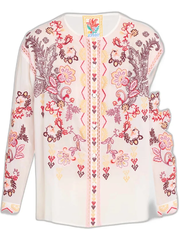 Floral-embroidered Shirt