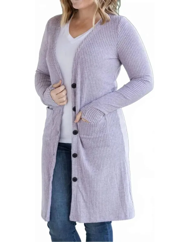 Button-front Ribbed Cardigan
