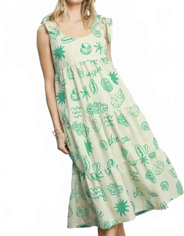 Abstract Tiered Midi Dress