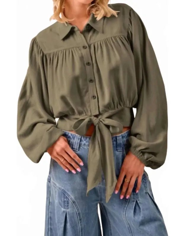 Tie Hem Detail Crop Blouse