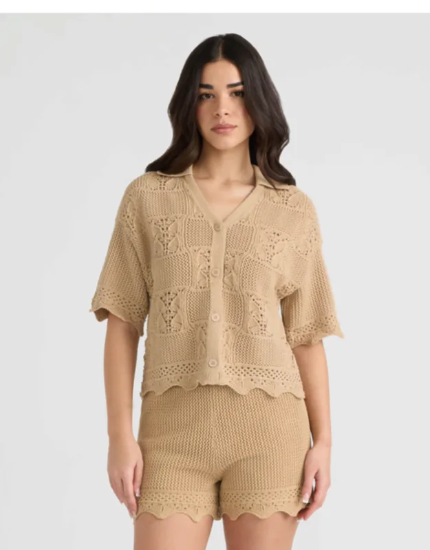 Short Sleeve Crochet Sweater