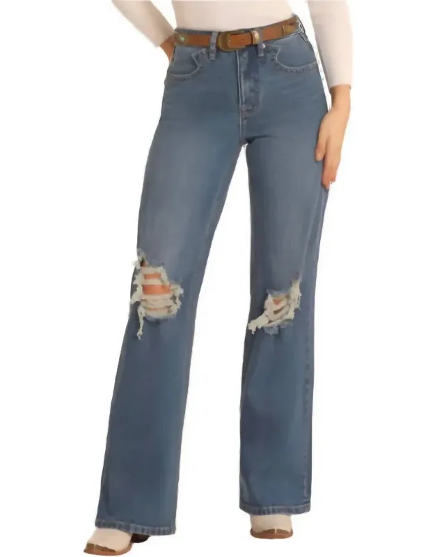 Vintage Distressed Relaxed Flare Jeans