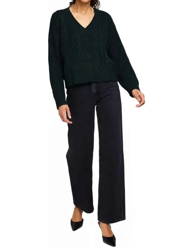 Marcie V Neck Cable Knit Pullover Sweater