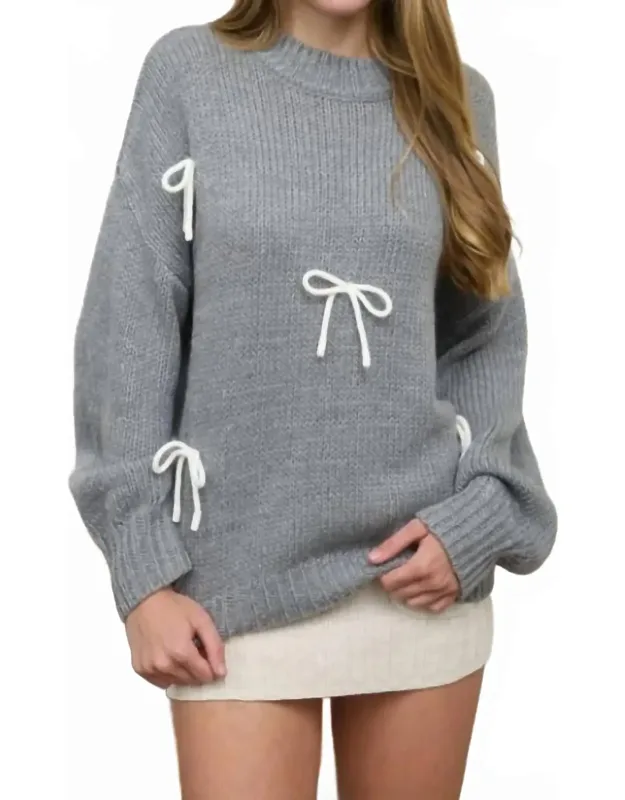Bow Long Sleeve Pullover Sweater
