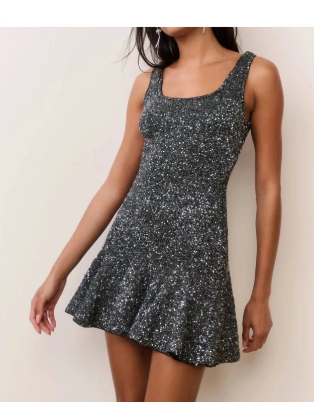 Sequin Stretch Knit Mini Dress