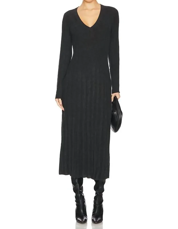 Long Sleeved Mixed Rib Dress