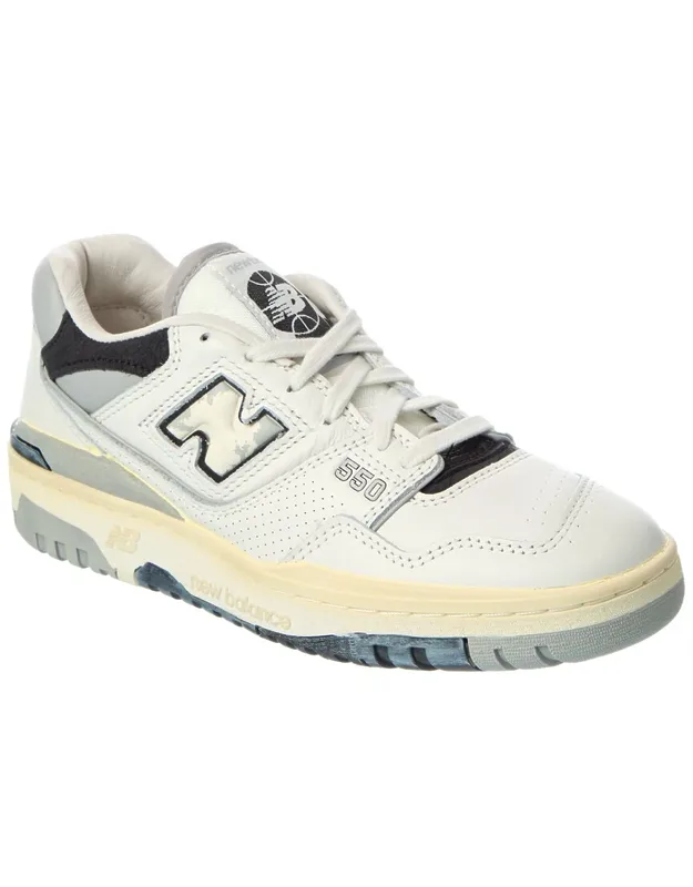 550 Leather Sneaker With Perforated Detailing And Rubber Sole