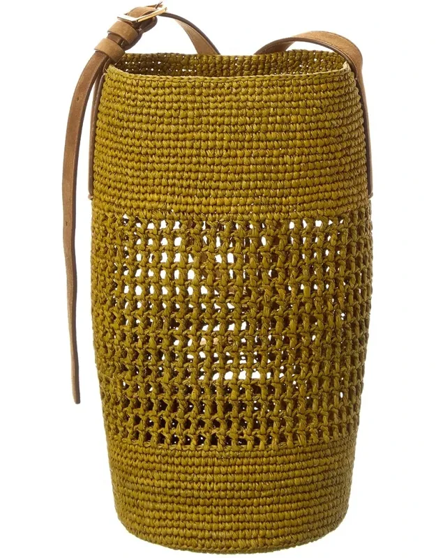 Billie Small Raffia & Suede Bucket Bag