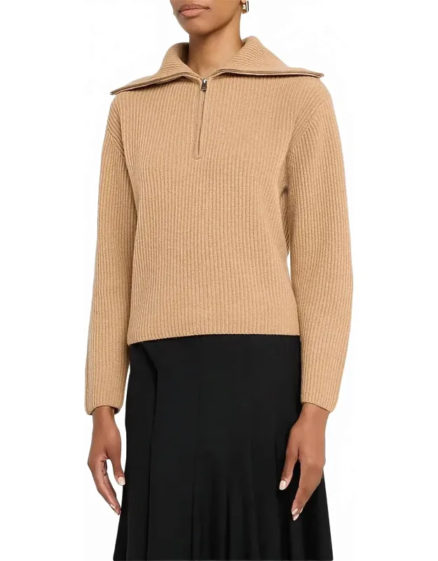 Landry Cashmere Zip-front Sweater