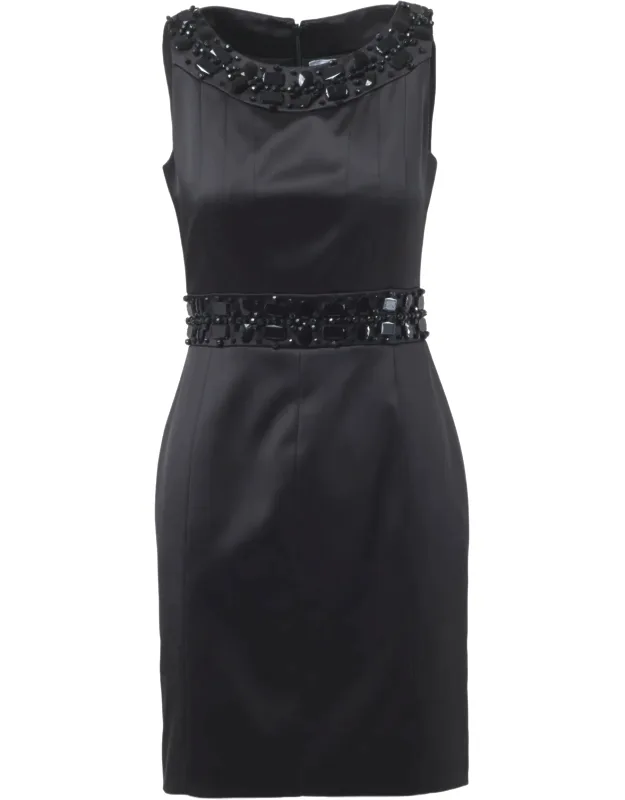 Silk Crystal Embellished Cocktail Dress - '00s