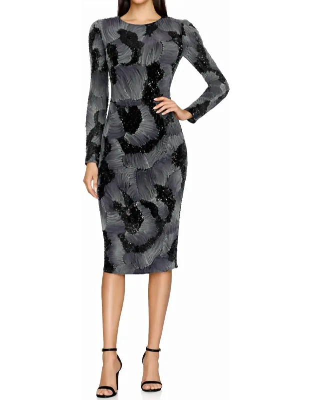 Long Sleeve Sequin Midi Dress
