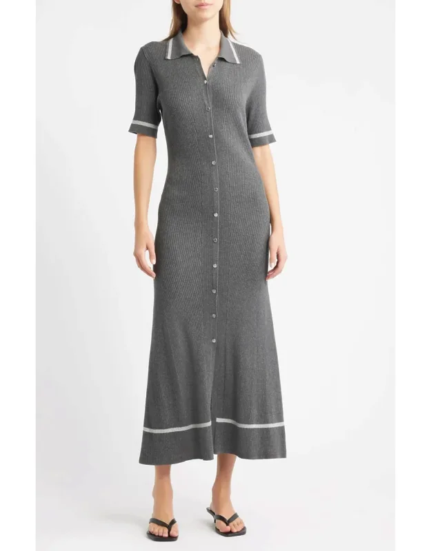 Tipped Midi Polo Dress
