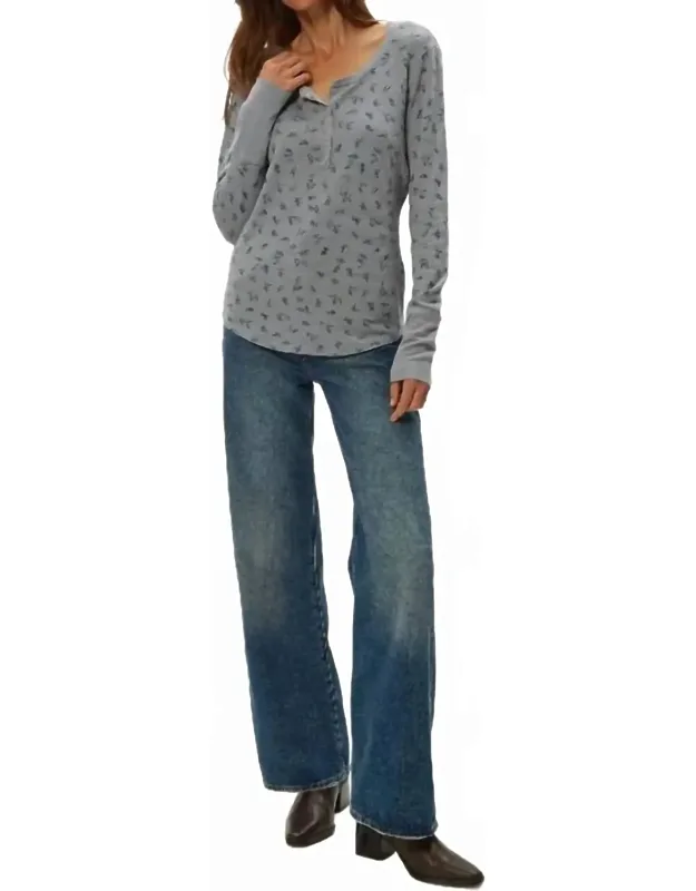 Floral Thermal Henley Tee