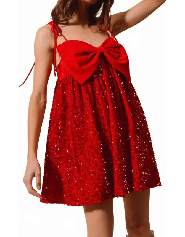 Velvet Sequin Babydoll Holiday Mini Dress